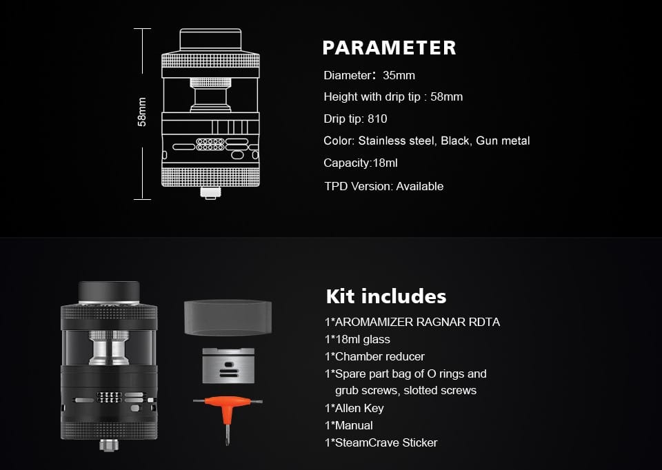 AROMAMIZER RAGNAR RDTA 35 MM 18 ML | STEAM CRAVE | STABIL – BILD 10