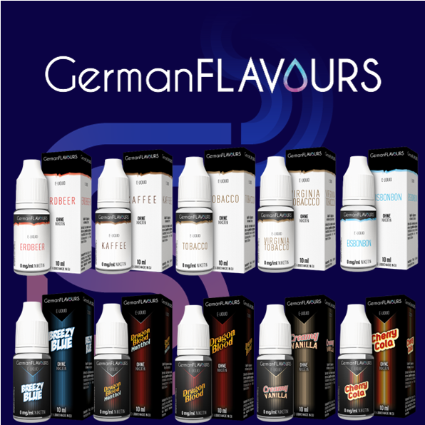 GERMAN FLAVOURS E-LIQUID 10 ML, 0, 3, 6, 12 MG/ML