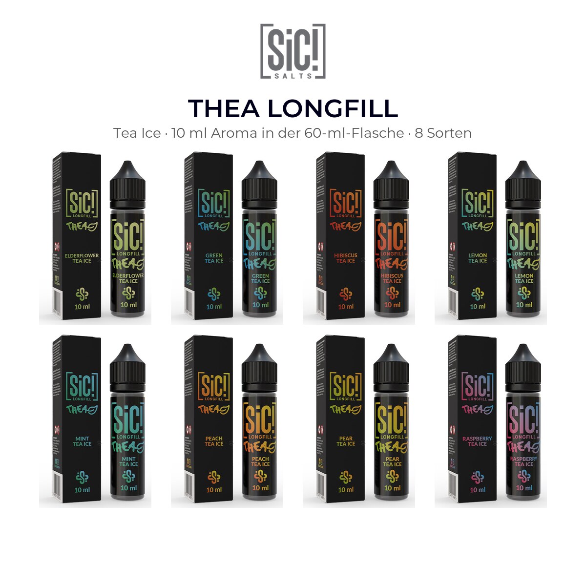 SIC! THEA Longfill Aroma 10 ml – alle 8 Tea-Ice-Sorten mit SIC! Logo
